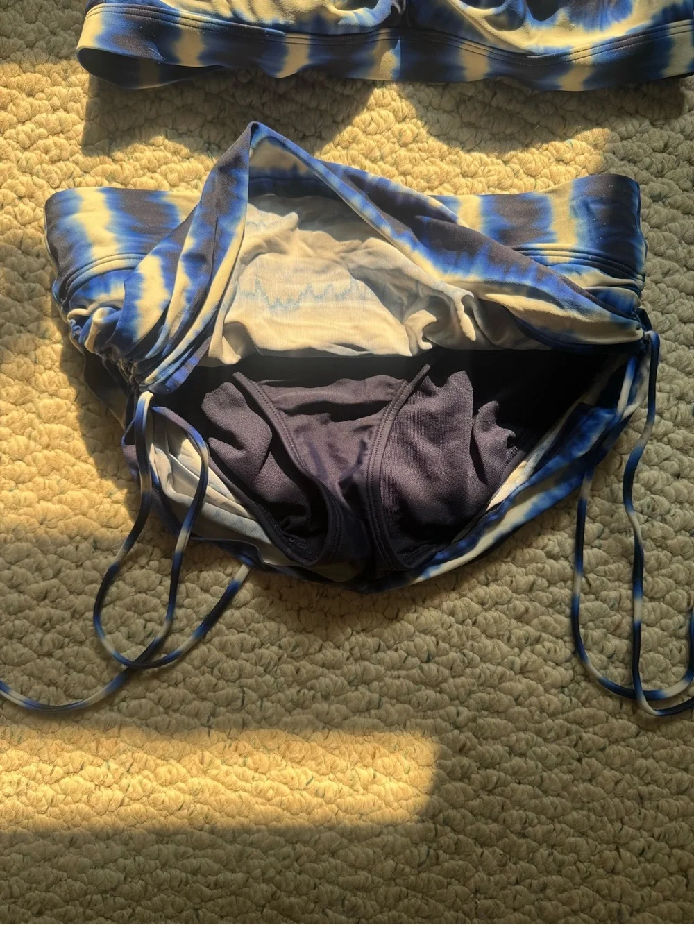 Athleta Blue and White Tie-Dye Two-Piece Bikini Set